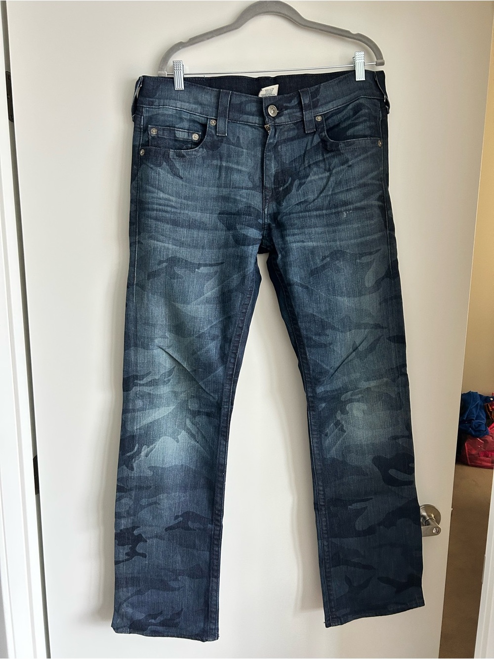 Men's True Religion Vintage Dark Blue Camouflage Slim Jeans